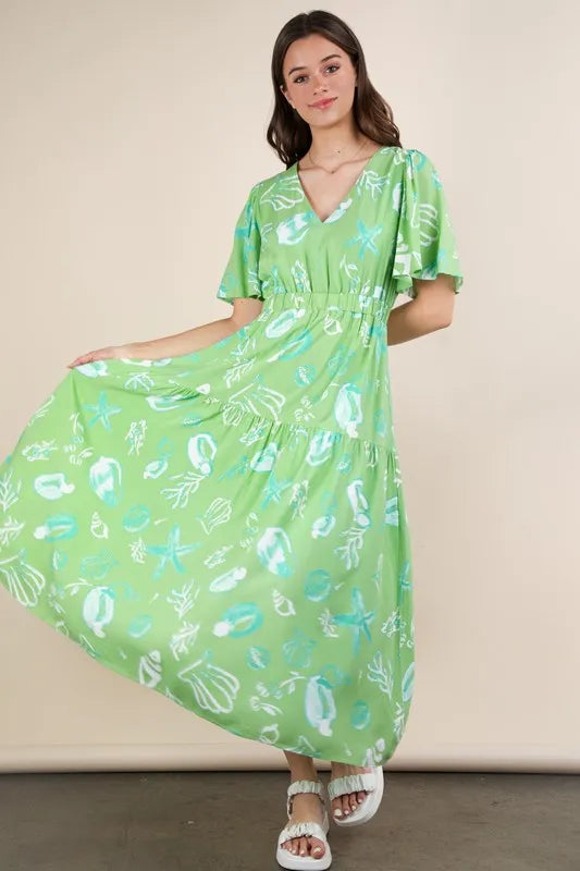 VERY J Printed V-Neck Resort Midi Dress - Sydney So Sweet