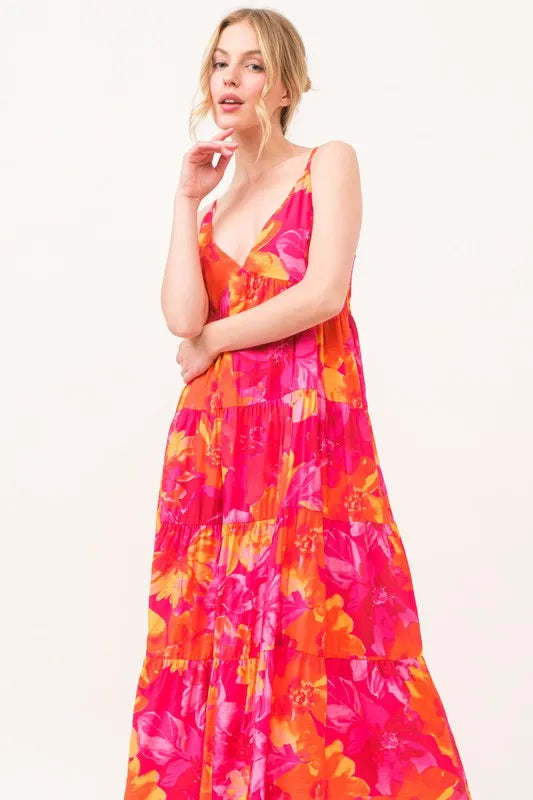 And The Why Floral Tiered Maxi Cami Dress with Pockets - Sydney So Sweet