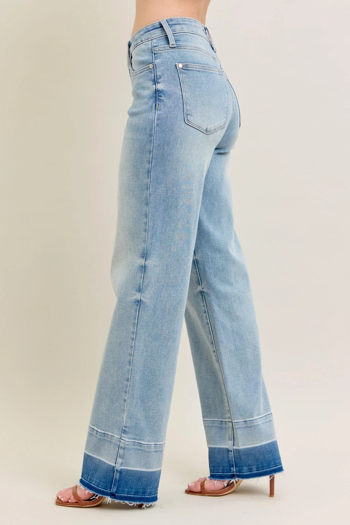 Judy Blue Full Size Mr Release Hem Wide Leg Jeans Plus Size - Sydney So Sweet