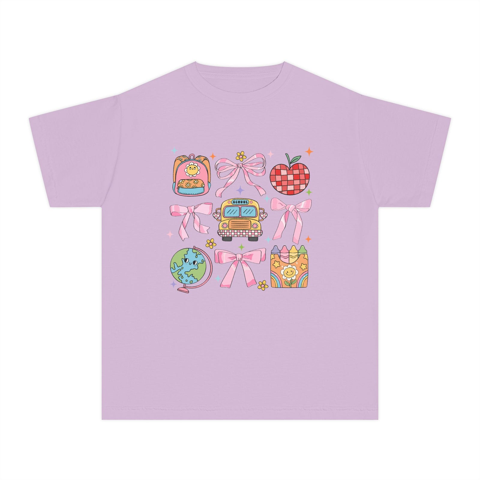Coquette Back to School Bow Graphic Tee Kids Preppy Cute T-Shirt