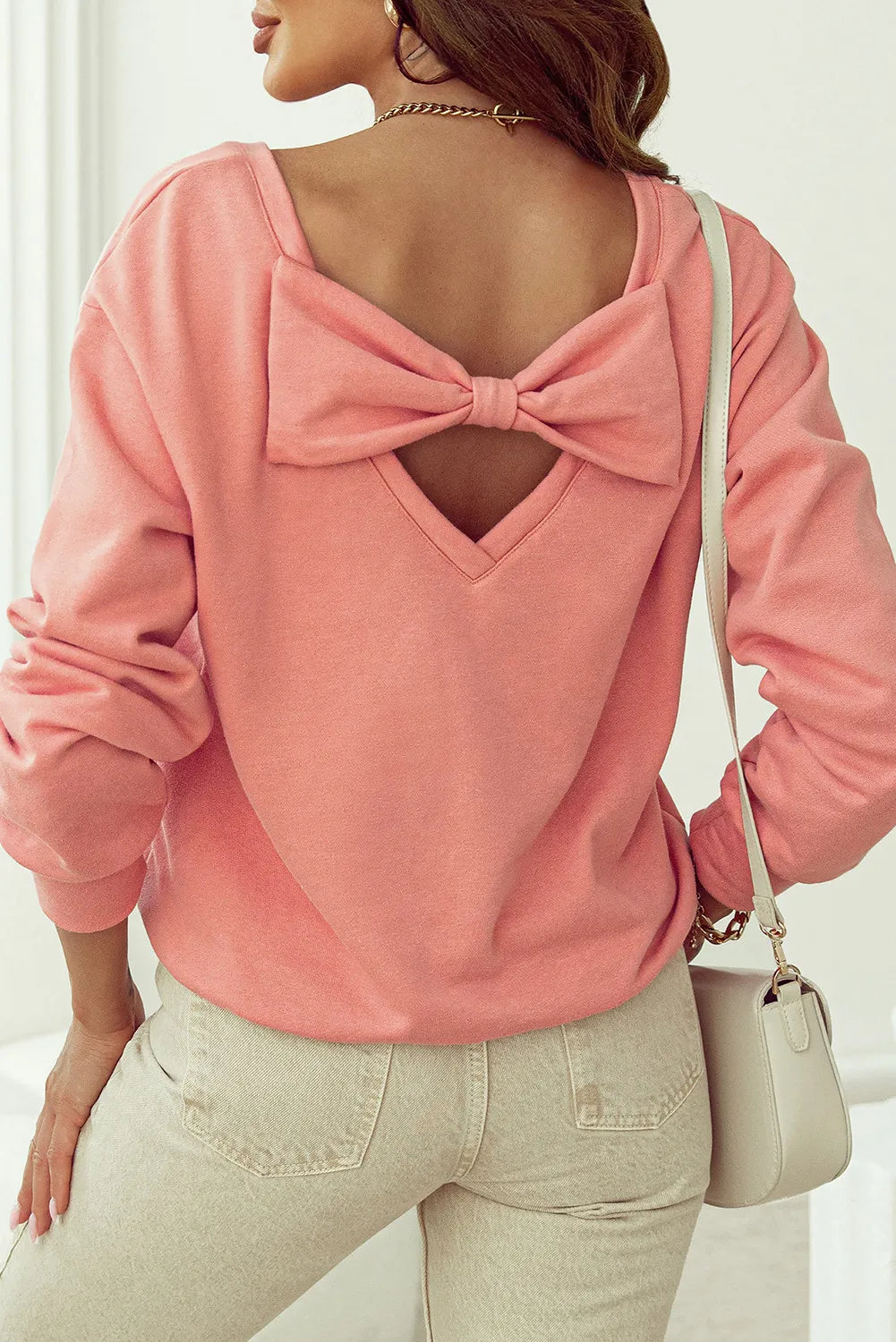 Bow Round Neck Long Sleeve Sweatshirt - Sydney So Sweet