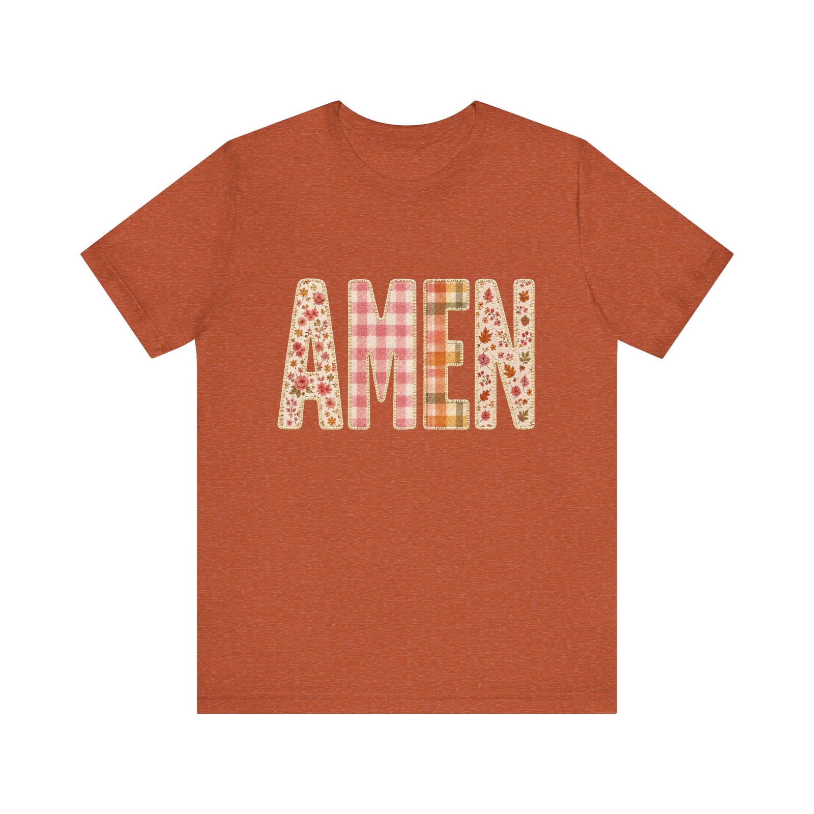 AMEN Floral Plaid Tee Women's Christian Graphic T-Shirt