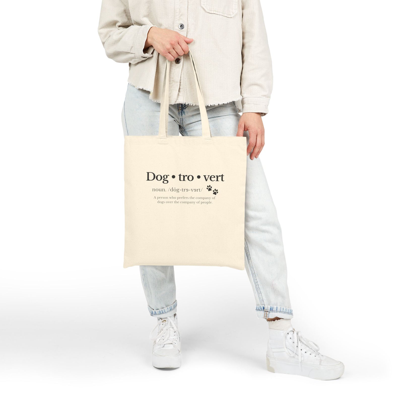 Dog·tro·vert Dog Mom Dog Lover Cotton Canvas Tote Bag