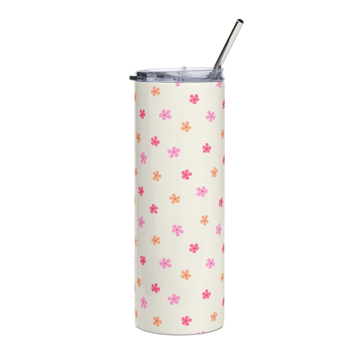 Pink & Peach Mini Flowers 20oz Floral Stainless Steel Tumbler Travel Cup