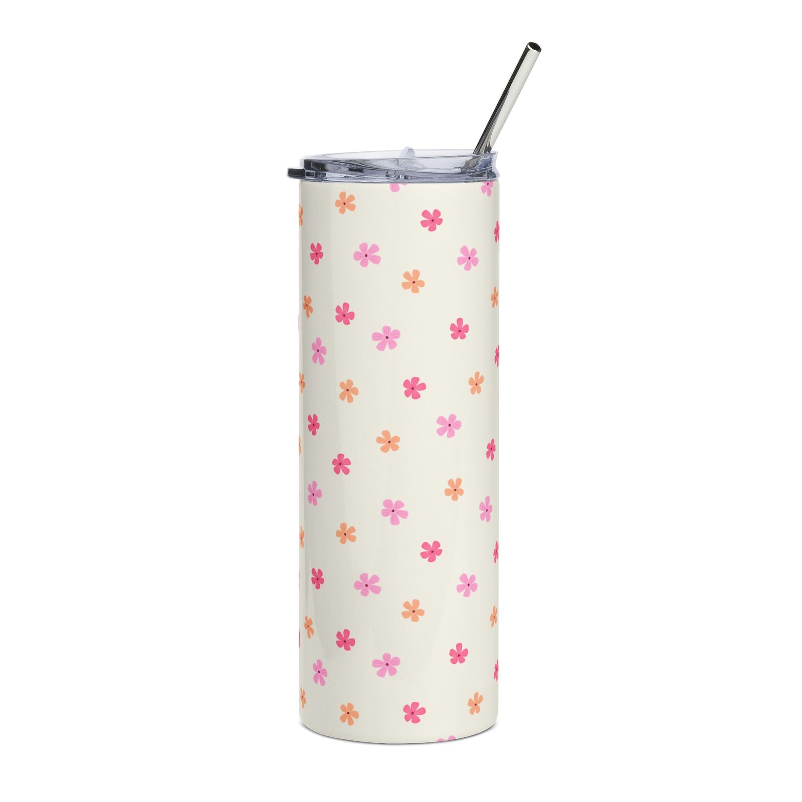 Pink & Peach Mini Flowers 20oz Floral Stainless Steel Tumbler Travel Cup