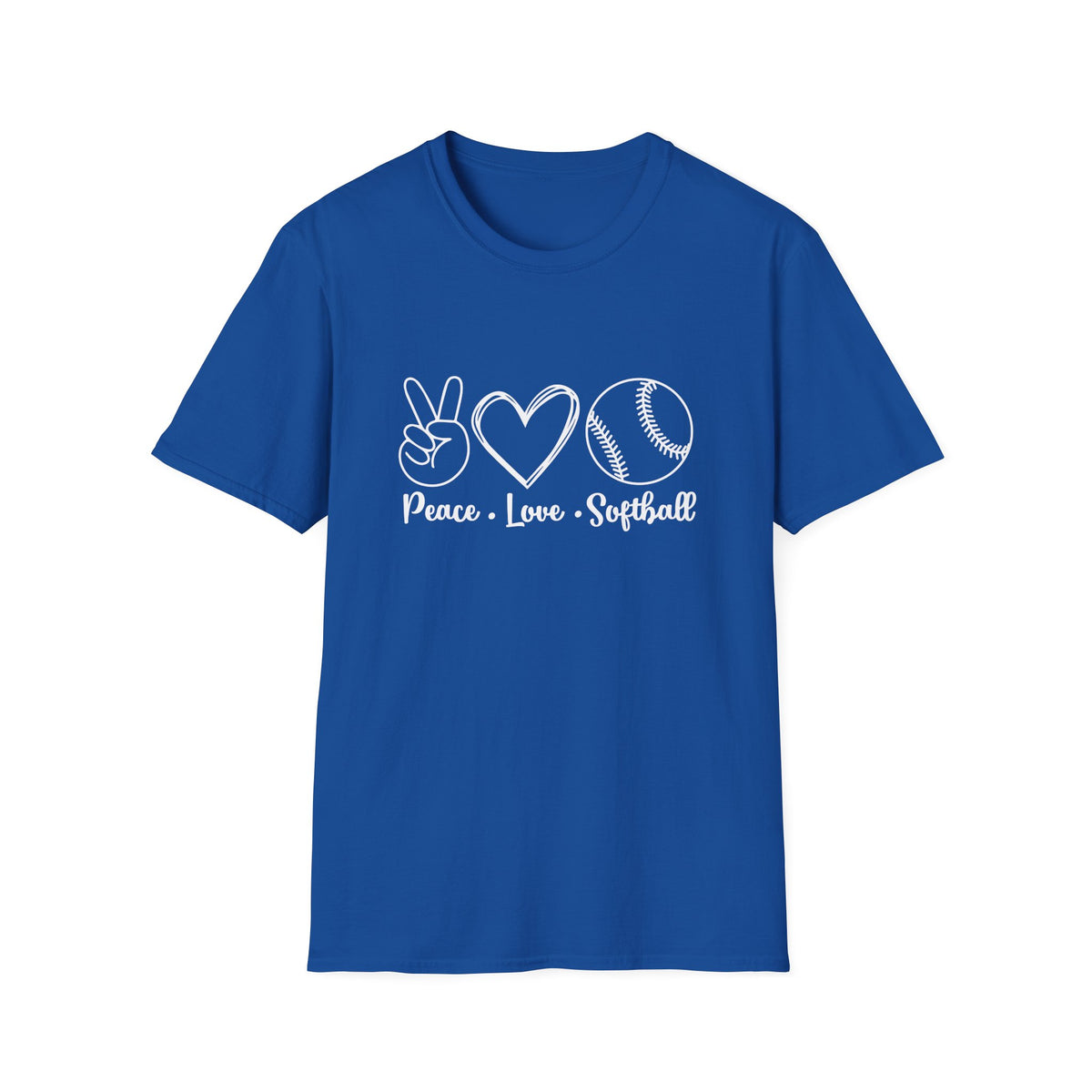 Peace Love Softball Repeat Graphic T-Shirt Cute Sports Mom Tee (12 Team Colors)