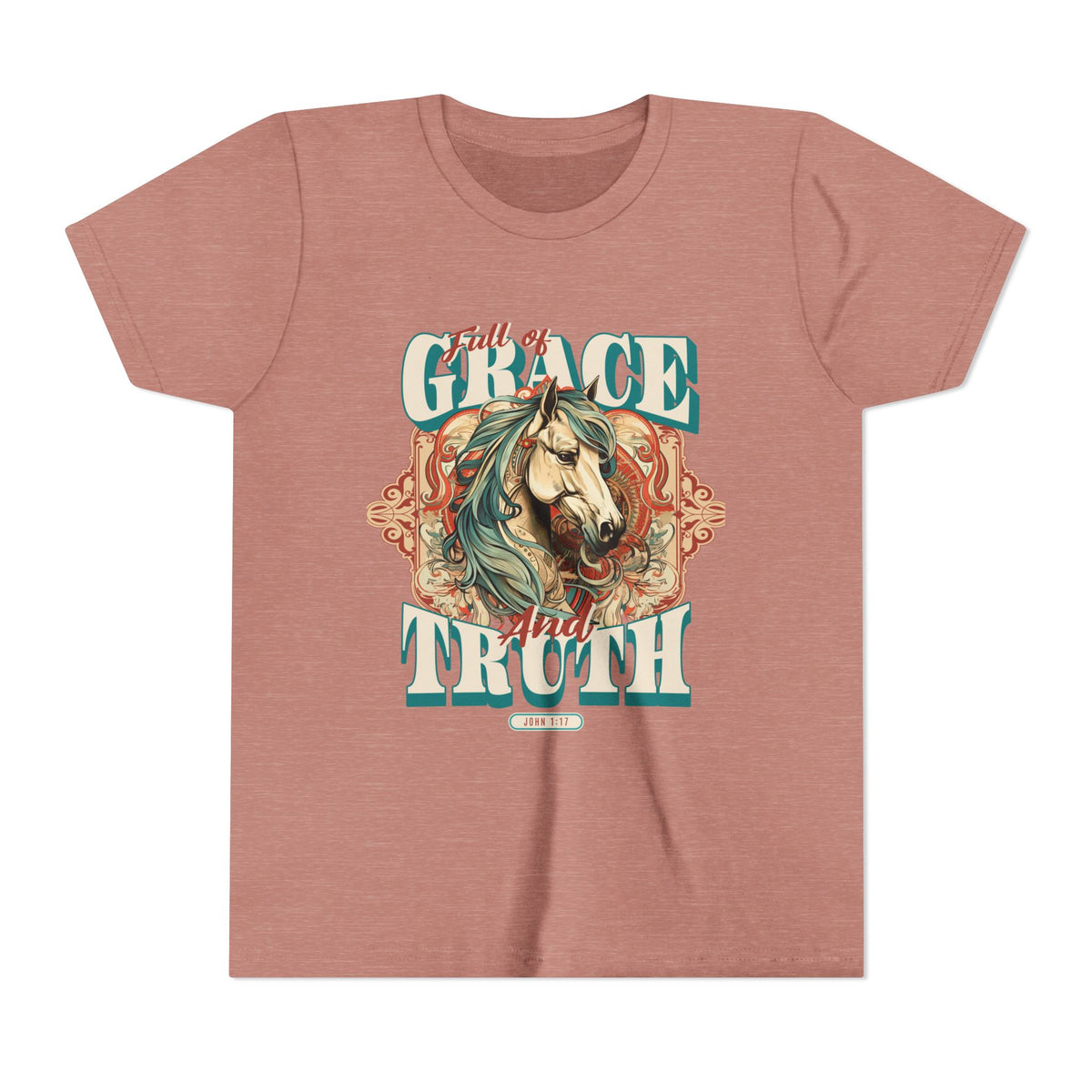 Full of Grace and Truth Kids T-Shirt Western Horse Christian Graphic Tee