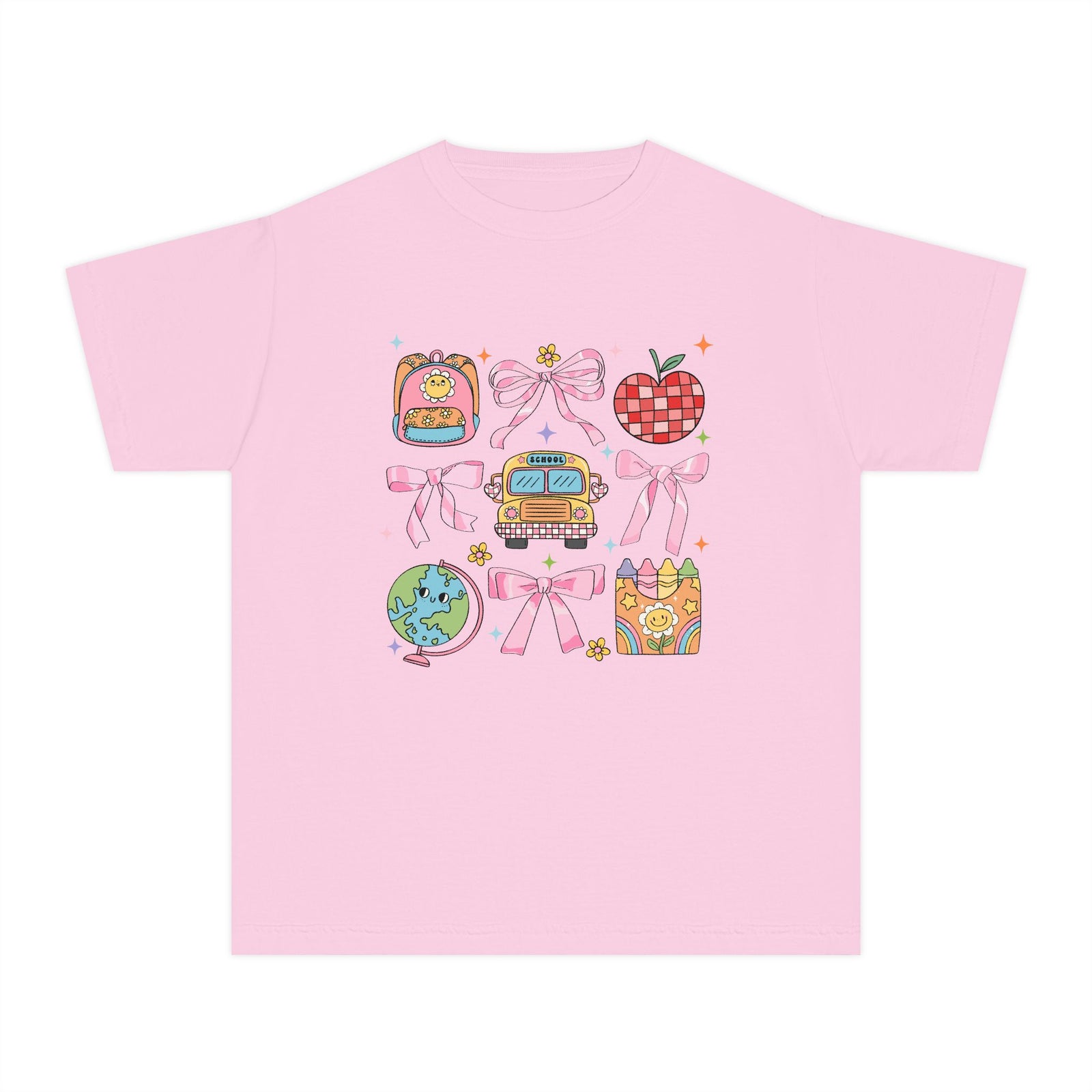 Coquette Back to School Bow Graphic Tee Kids Preppy Cute T-Shirt