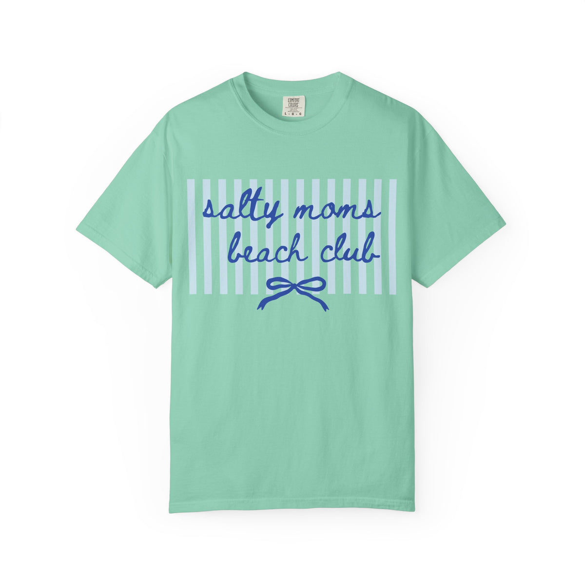 Salty Moms Beach Club Graphic T-Shirt Cute Bow & Stripe Mom Tee