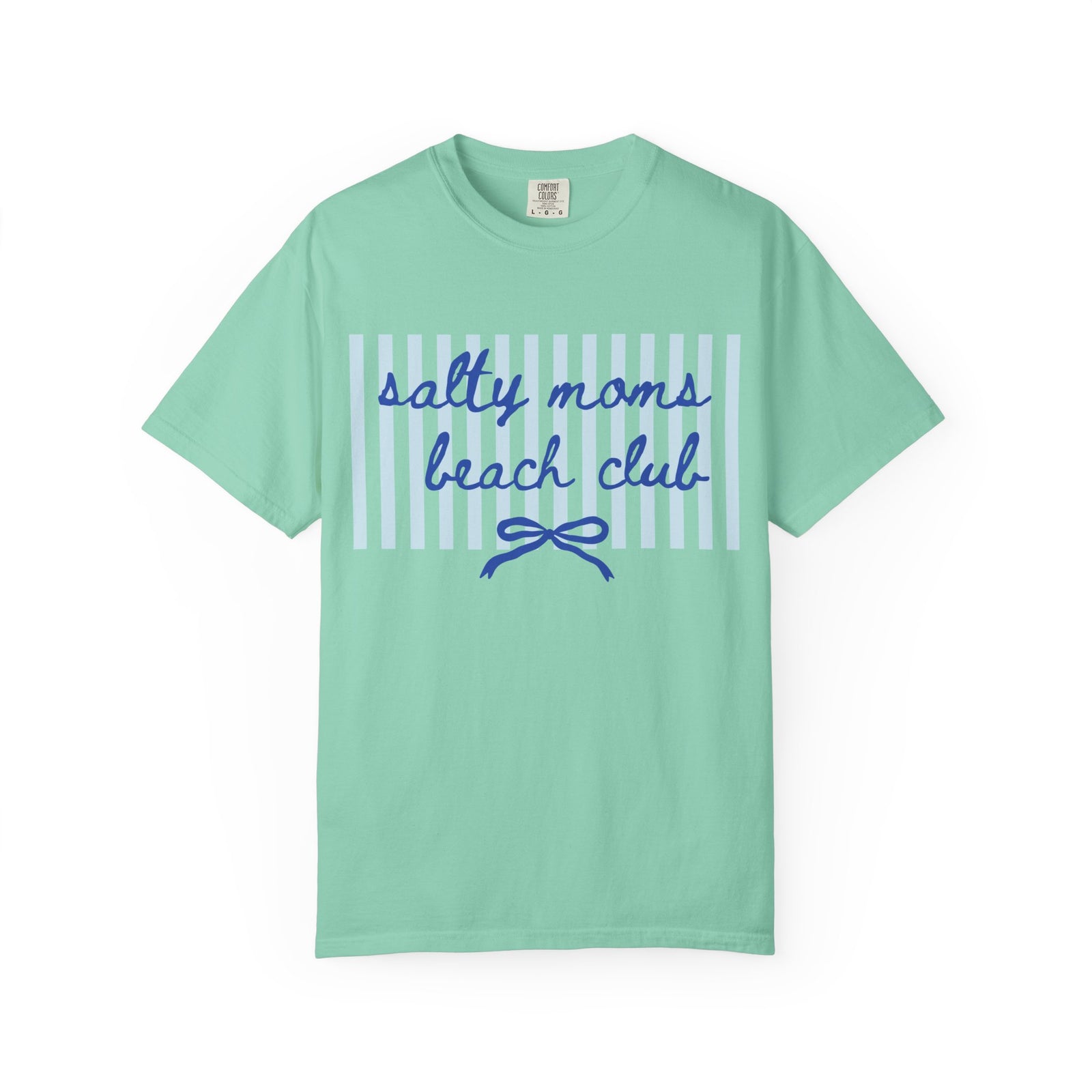 Salty Moms Beach Club Graphic T-Shirt Cute Bow & Stripe Mom Tee