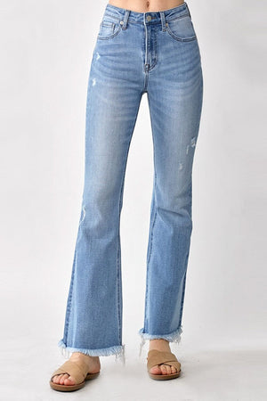 RISEN High Rise Frayed Hem Bootcut Jeans - Sydney So Sweet