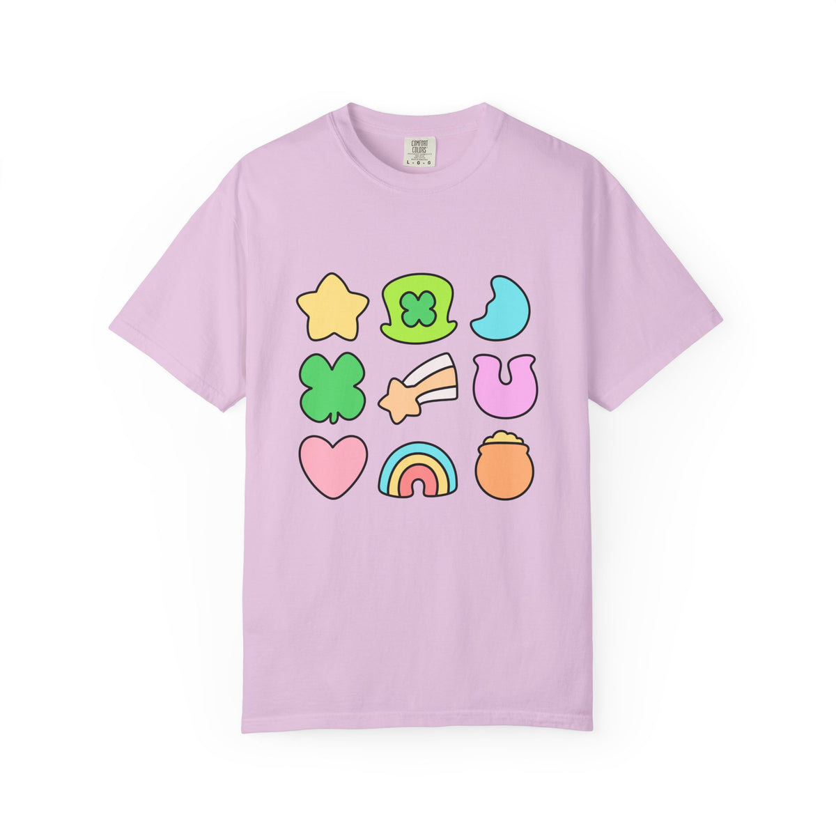 Lucky Charm Icons Graphic T-Shirt Pastel St. Patrick’s Day Unisex Short Sleeve Tee