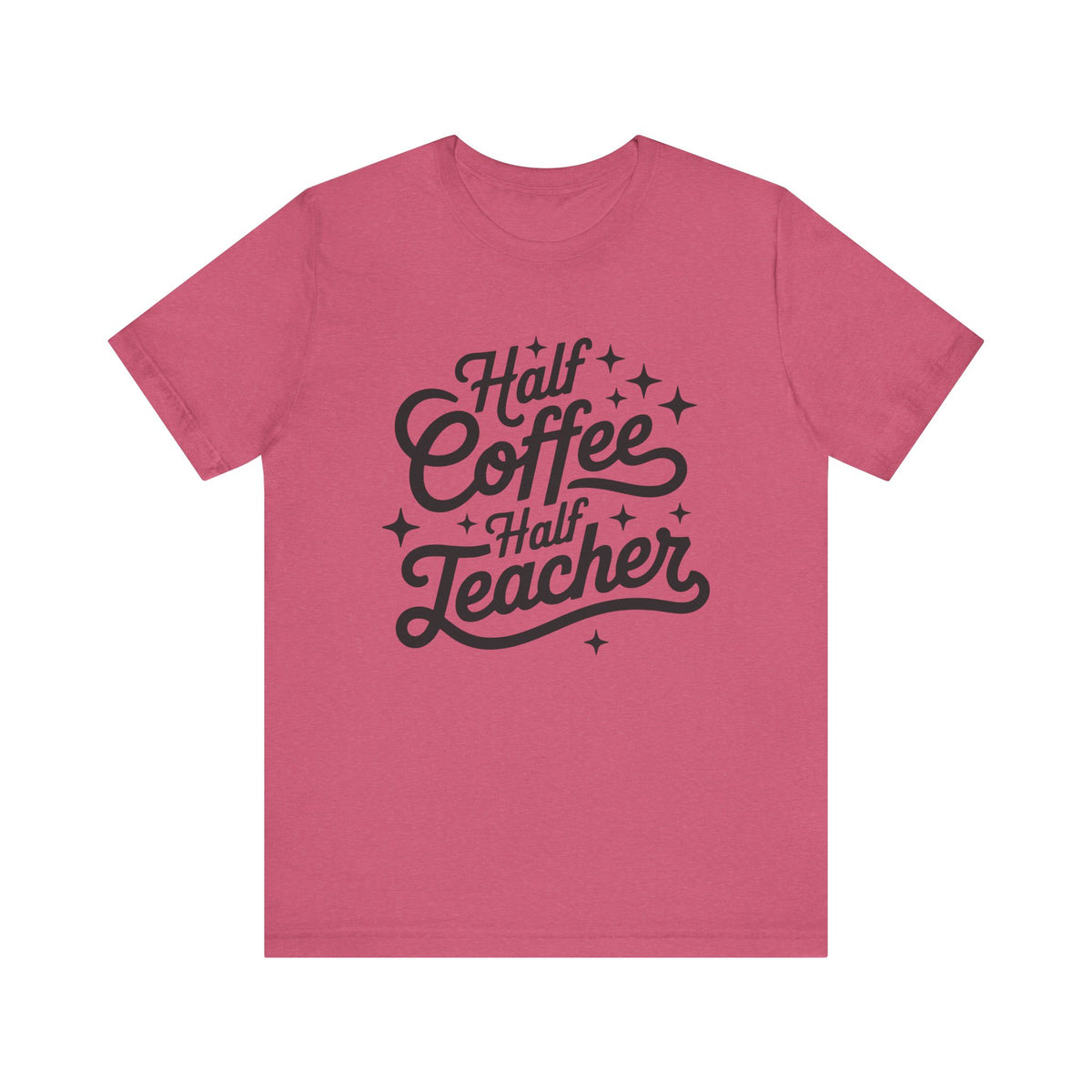 Half Coffee Half Teacher Graphic Tee Teacher Coffee T-Shirt