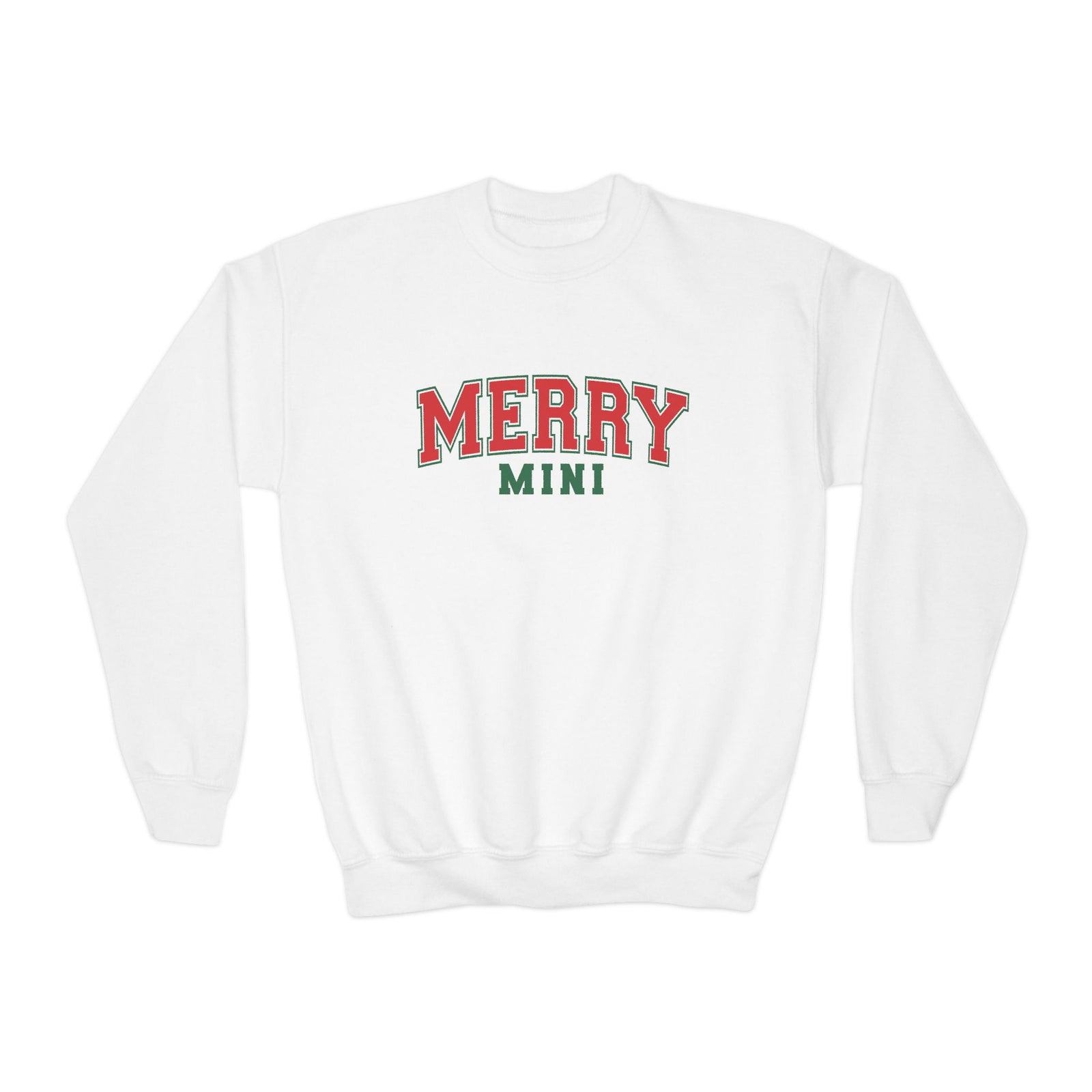 Merry Mini Heavy Blend Kids' Crewneck Graphic Christmas Holiday Sweatshirt - Sydney So Sweet