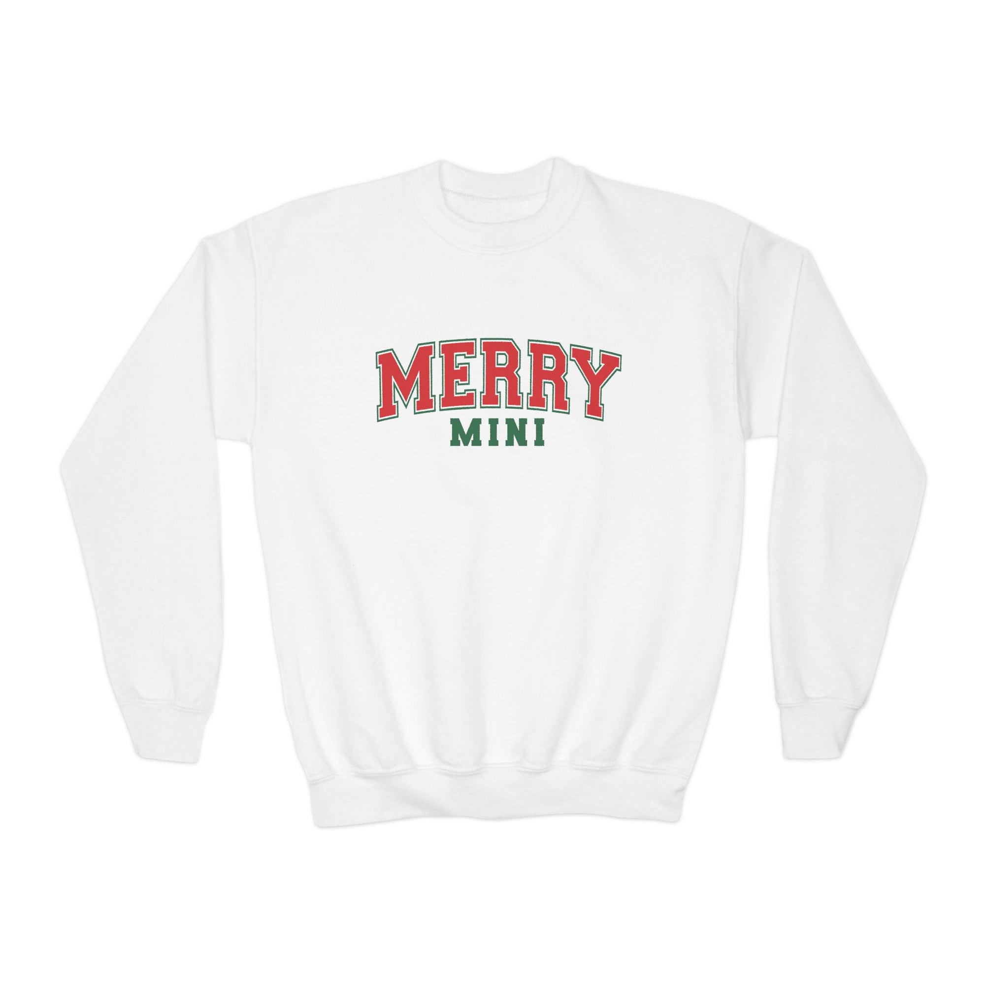Merry Mini Heavy Blend Kids' Crewneck Graphic Christmas Holiday Sweatshirt - Sydney So Sweet