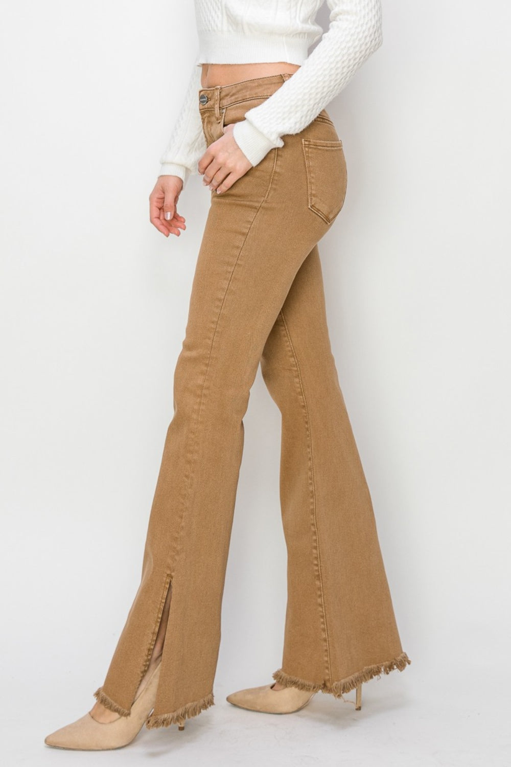 RISEN Bailey Full Size High Waist Side Slit Flare Jeans - Sydney So Sweet