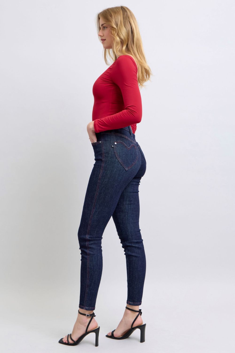 Judy Blue Full Size Heart Shaped Back Pockets Skinny Jeans - Sydney So Sweet