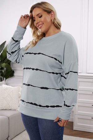 Plus Size Round Neck Dropped Shoulder Sweatshirt - Sydney So Sweet