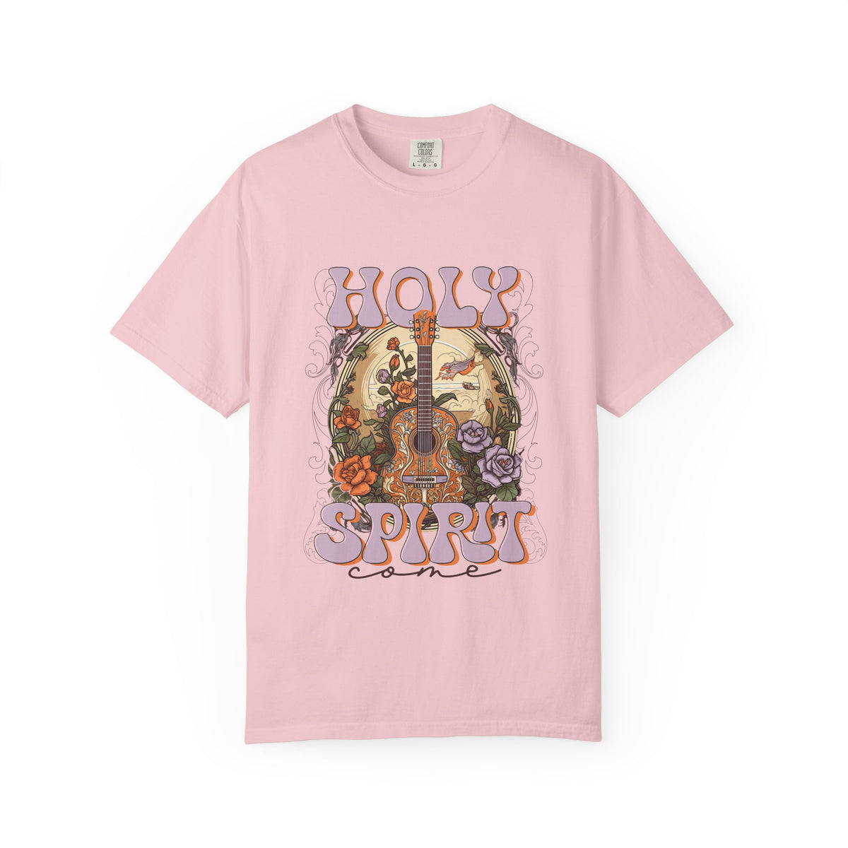 Holy Spirit Come Guitar T-Shirt Vintage Floral Christian Worship Tee