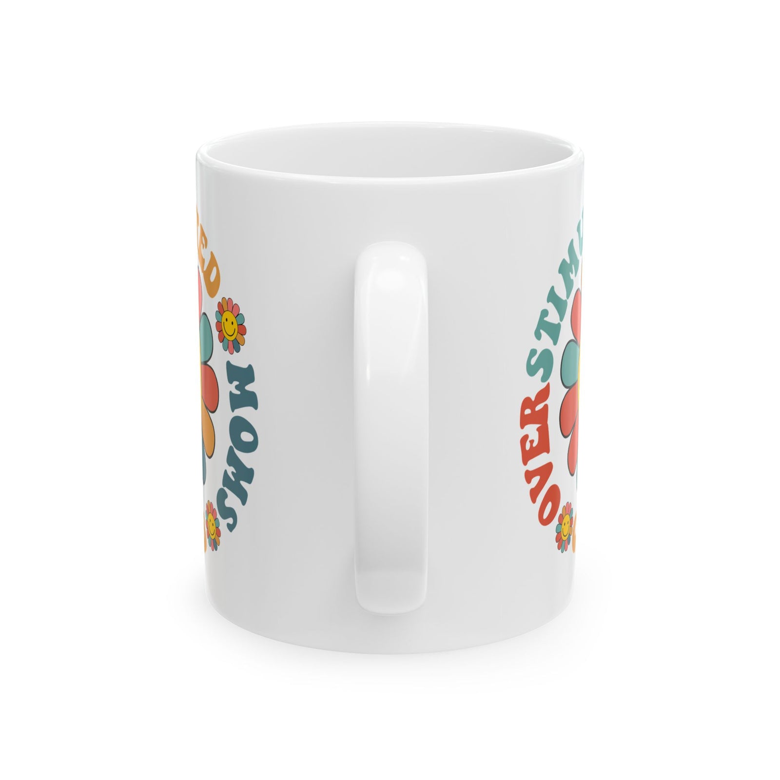 Overstimulated Moms Club Retro Flower Cute Ceramic Mug Coffee Cup (11oz & 15oz)