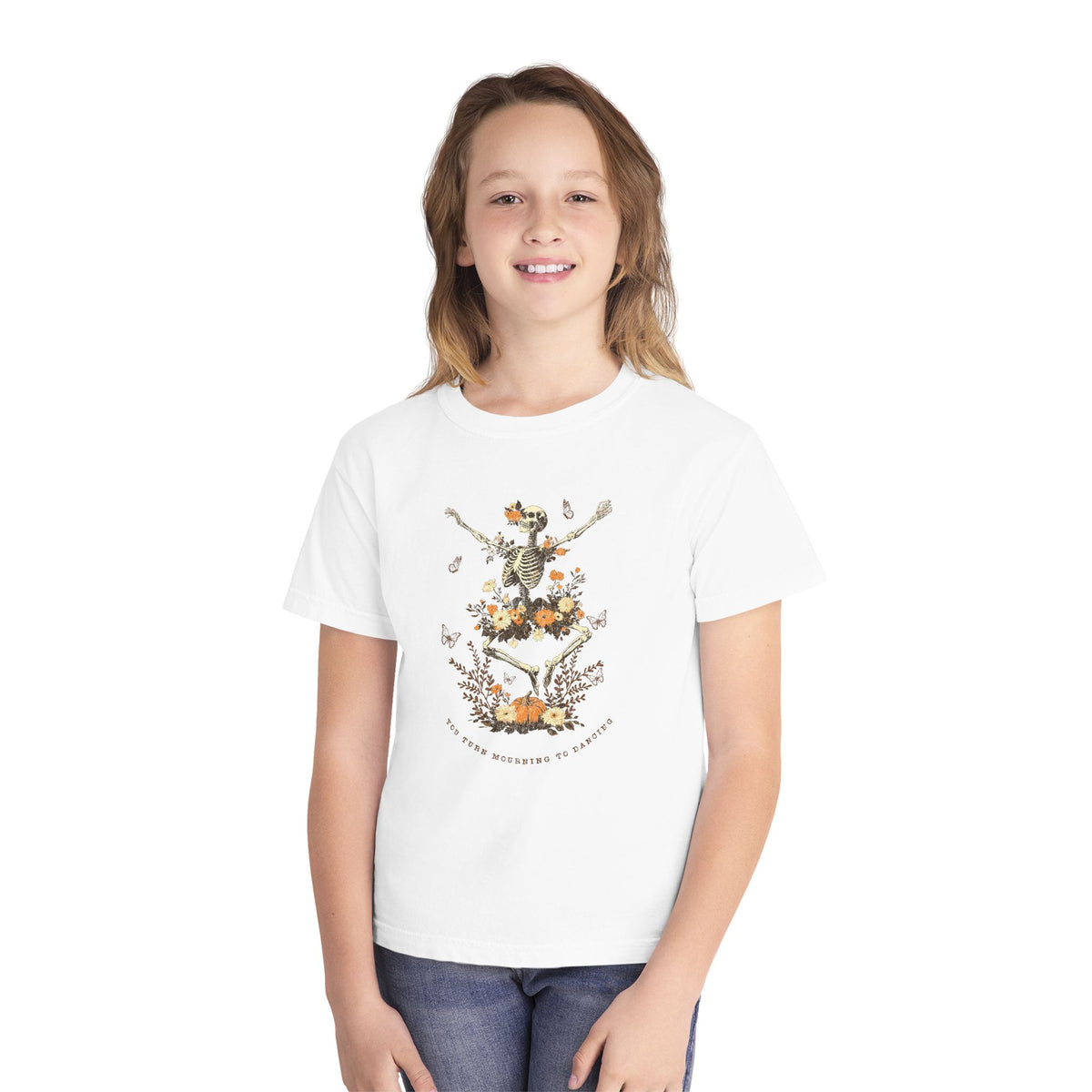 You Turn Mourning into Dancing T-Shirt Dancing Skeleton Halloween Kids Christian Tee