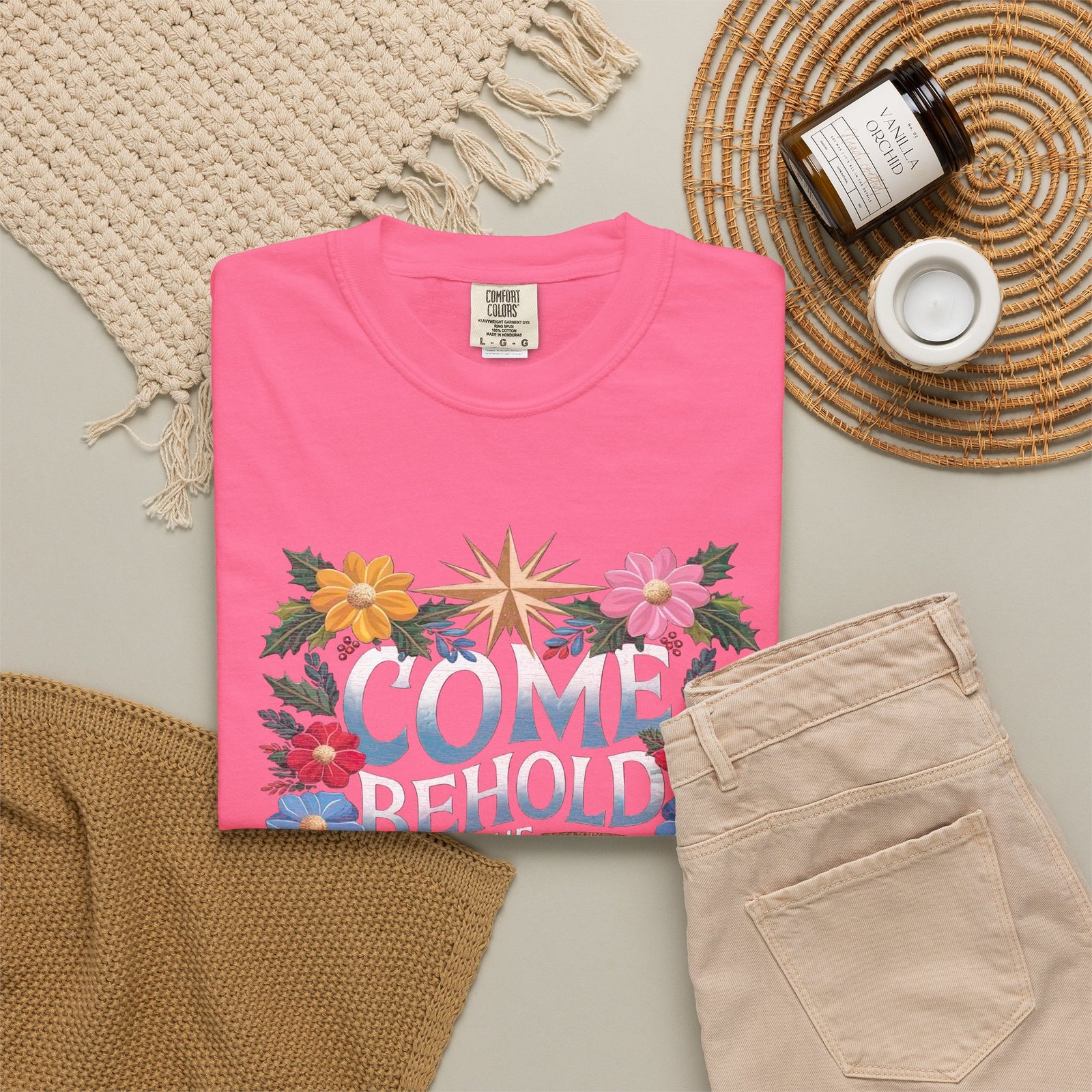 Come & Behold the Newborn King Christmas T-Shirt Christian Graphic Tee