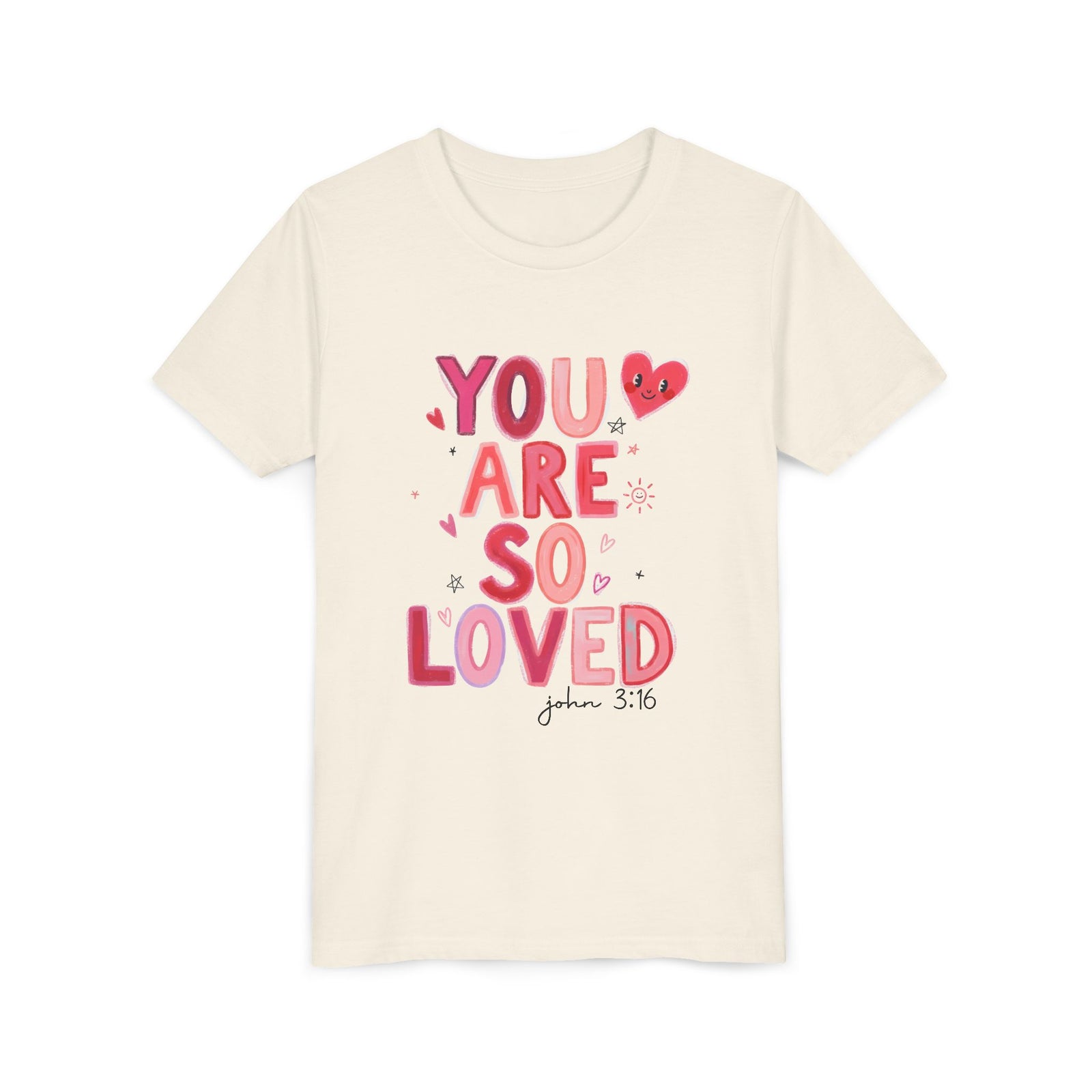 You Are So Loved John 3:16 Kids T-Shirt Cute Youth Christian Tee