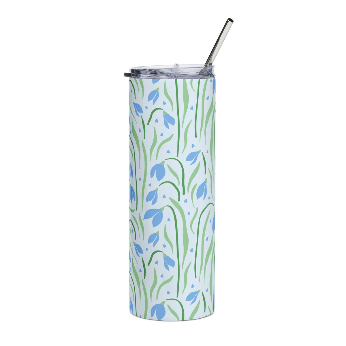 Blue Snowdrop Floral 20oz Stainless Steel Tumbler Insulated Travel Cup
