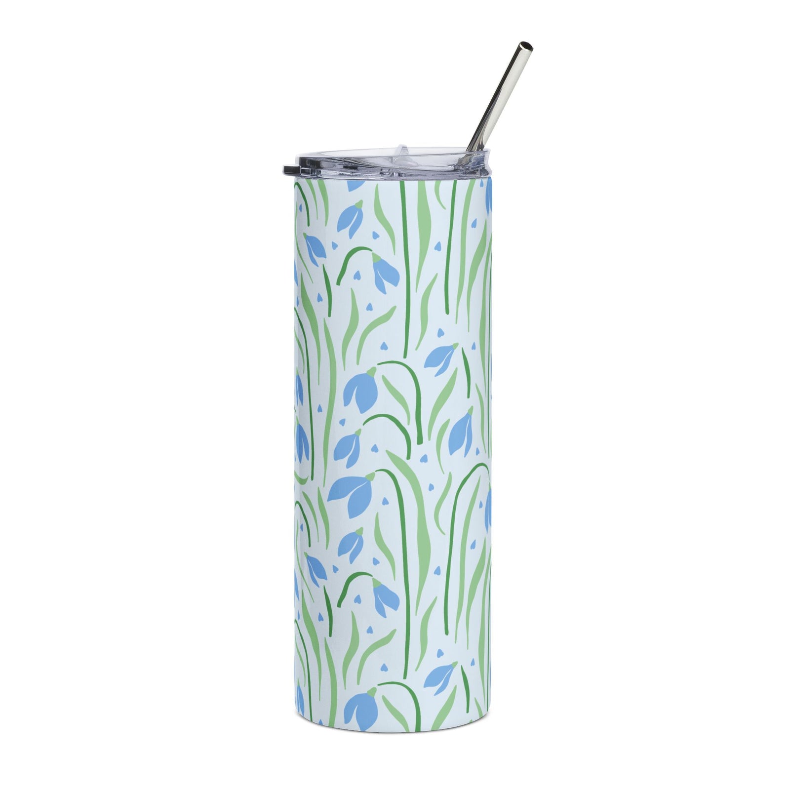 Blue Snowdrop Floral 20oz Stainless Steel Tumbler Insulated Travel Cup