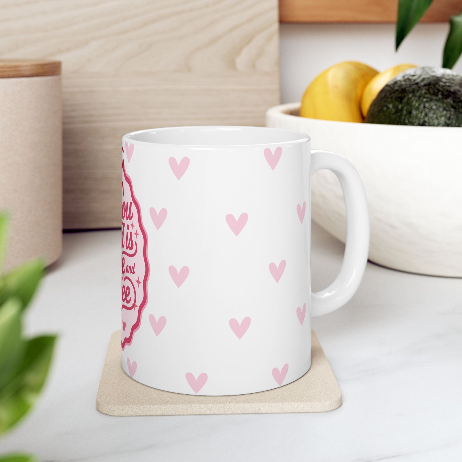 All You Need is Love & Coffee Mug — Pink Heart Coffee Cup (11oz, 15oz) - Sydney So Sweet