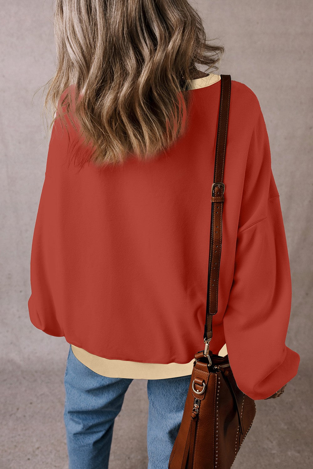 Contrast Round Neck Long Sleeve Sweatshirt - Sydney So Sweet