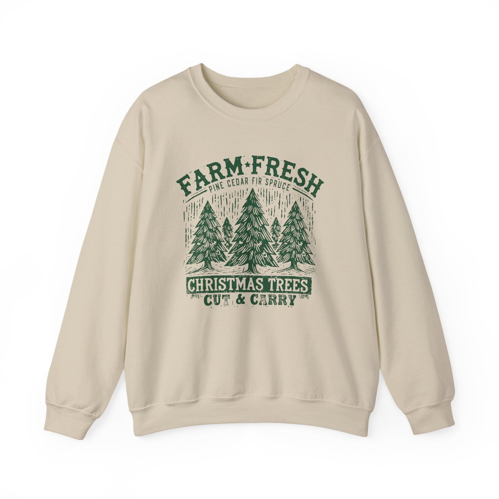 Farm Fresh Christmas Trees Green Heavy Blend Women's Crewneck Cozy Sweatshirt - Sydney So Sweet