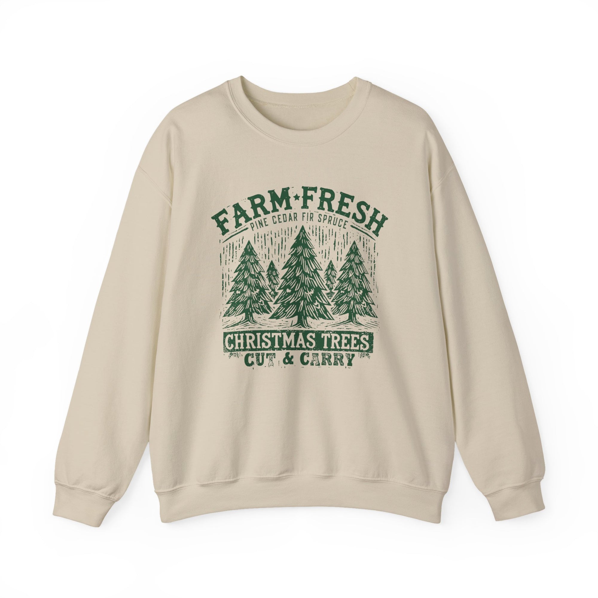 Farm Fresh Christmas Trees Green Heavy Blend Women's Crewneck Cozy Sweatshirt - Sydney So Sweet