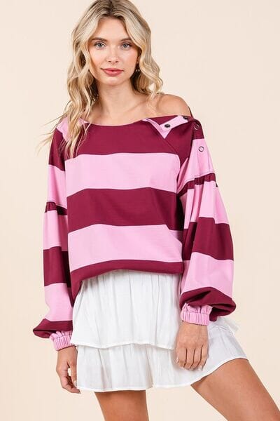 Mittoshop Striped Snap Shoulder Long Sleeve T-Shirt - Sydney So Sweet