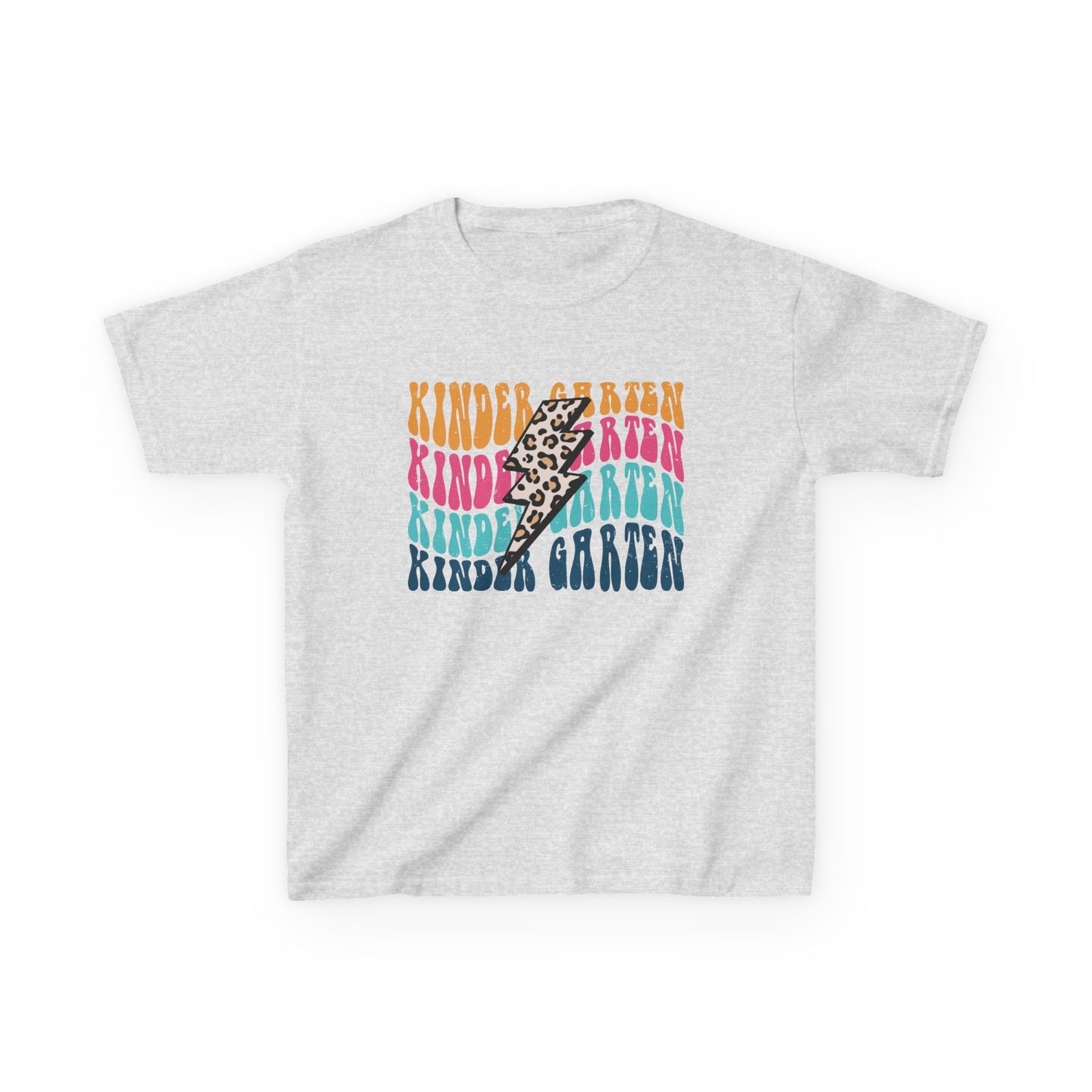 Kindergarten Grade Leopard Lightning Graphic Tee Back-to-School Kids T-Shirt