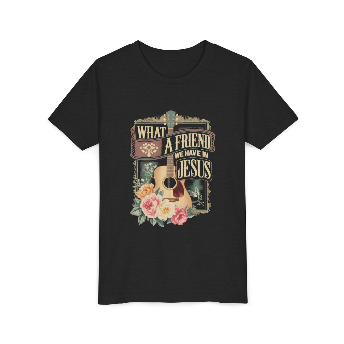 What a Friend We Have in Jesus Kids T-Shirt Christian Praise Guitar Graphic Tee