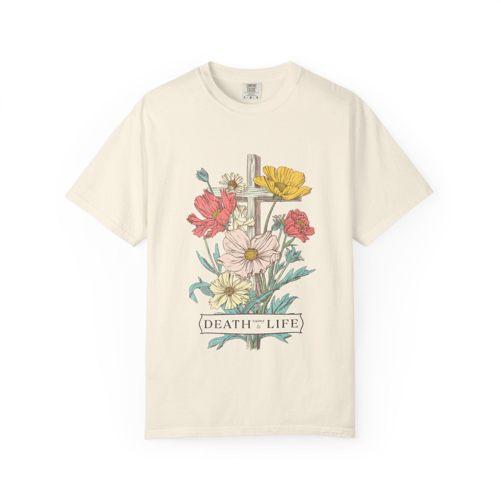 Death Has Come to Life Floral Cross Easter Unisex Tee Christian Distressed T-Shirt