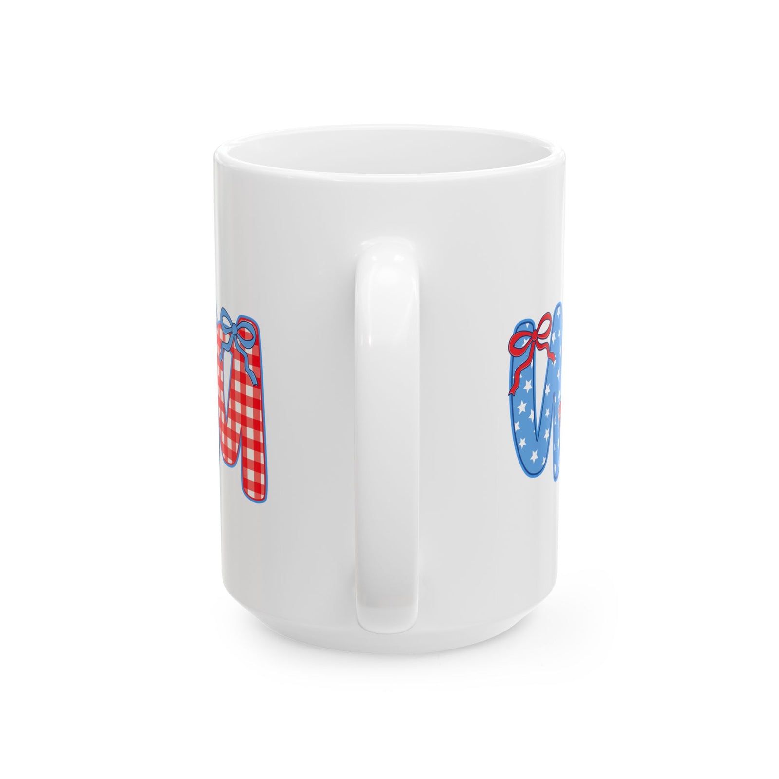 USA Coquette Bow Patriotic Cute Ceramic Mug Coffee Cup (11oz & 15oz)
