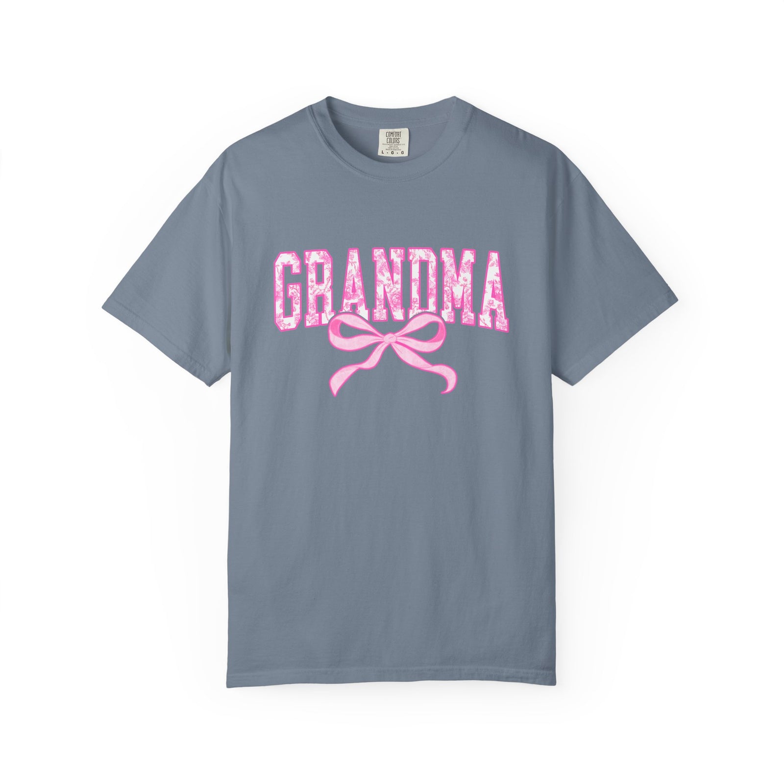 Grandma Coquette Pink Toile Bow T-Shirt Cute Grandmother Graphic Tee