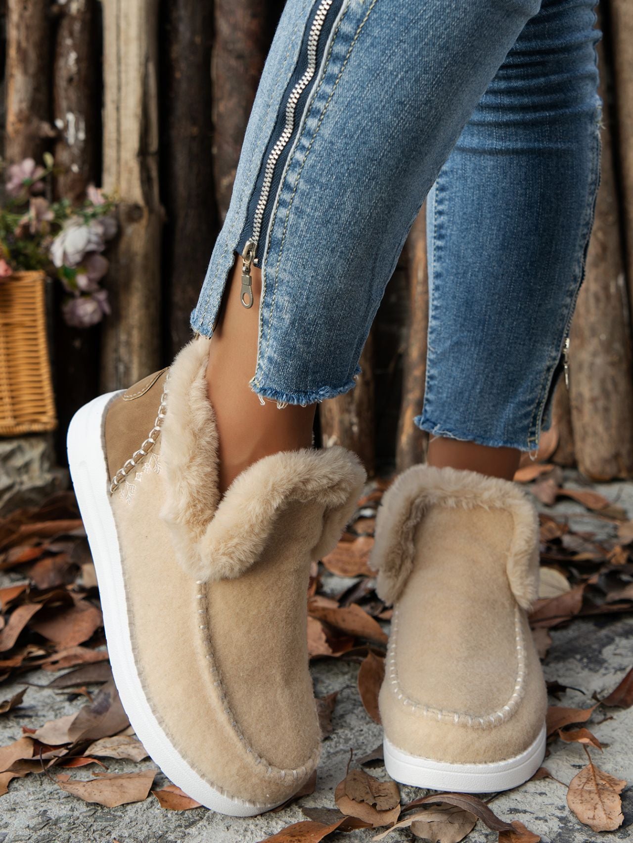 Furry Suede Round Toe Flat Sneakers - Sydney So Sweet