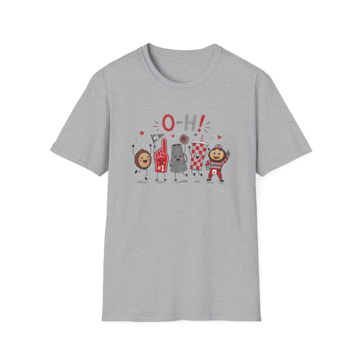Ohio Doodle Football Mascot Tee Cute Tailgate Cartoon State Game T-Shirt