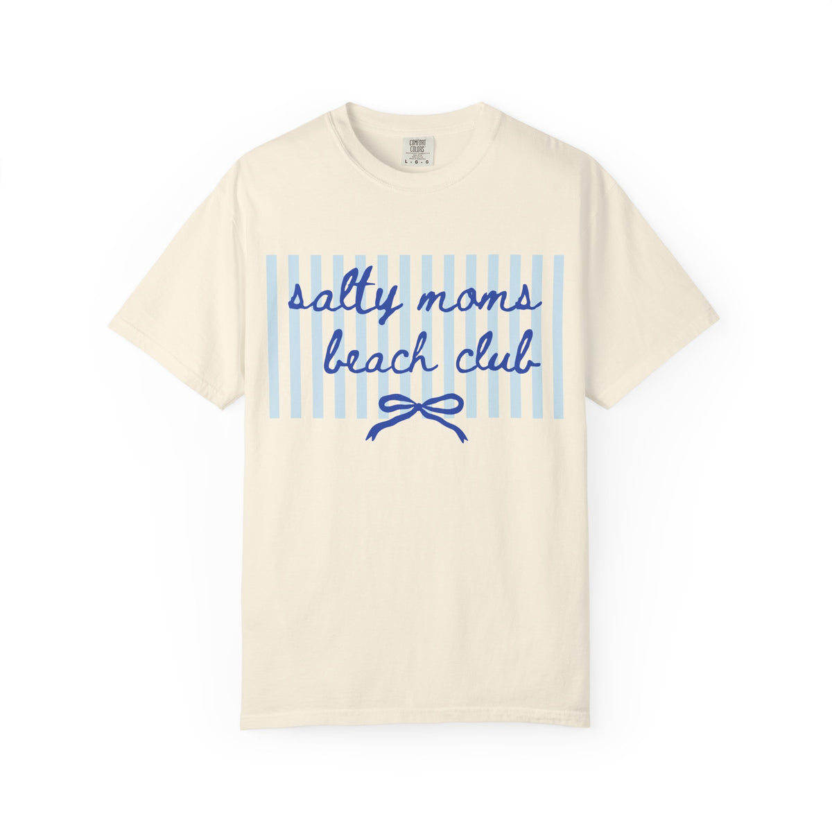 Salty Moms Beach Club Graphic T-Shirt Cute Bow & Stripe Mom Tee