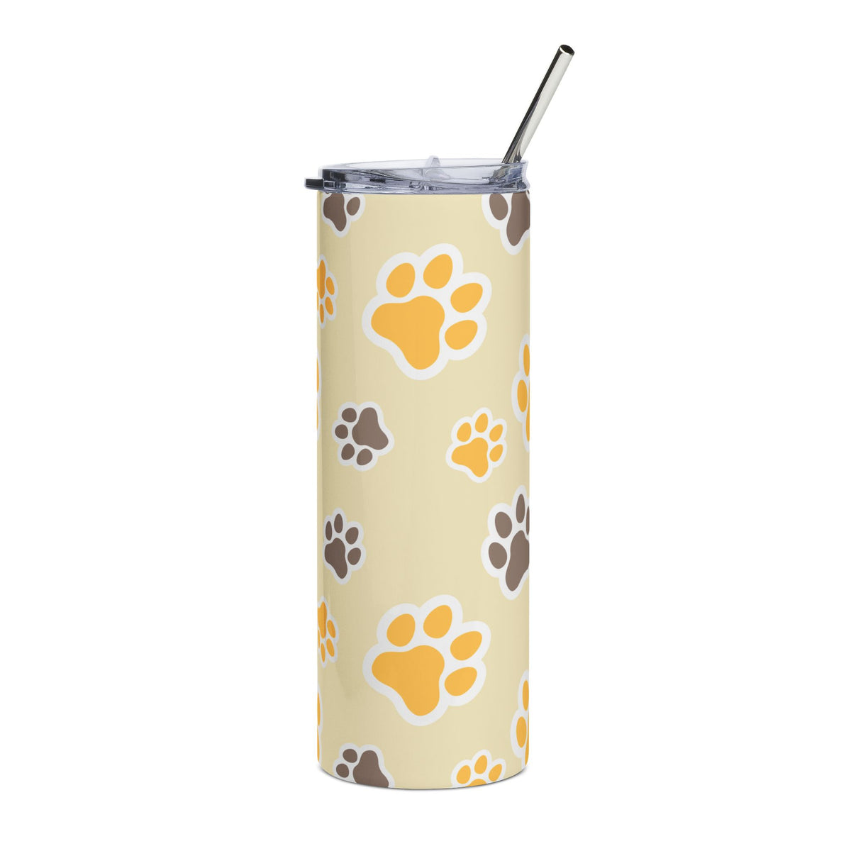 Paw Print Gold & Brown 20oz Stainless Tumbler Insulated Travel Cup - Sydney So Sweet