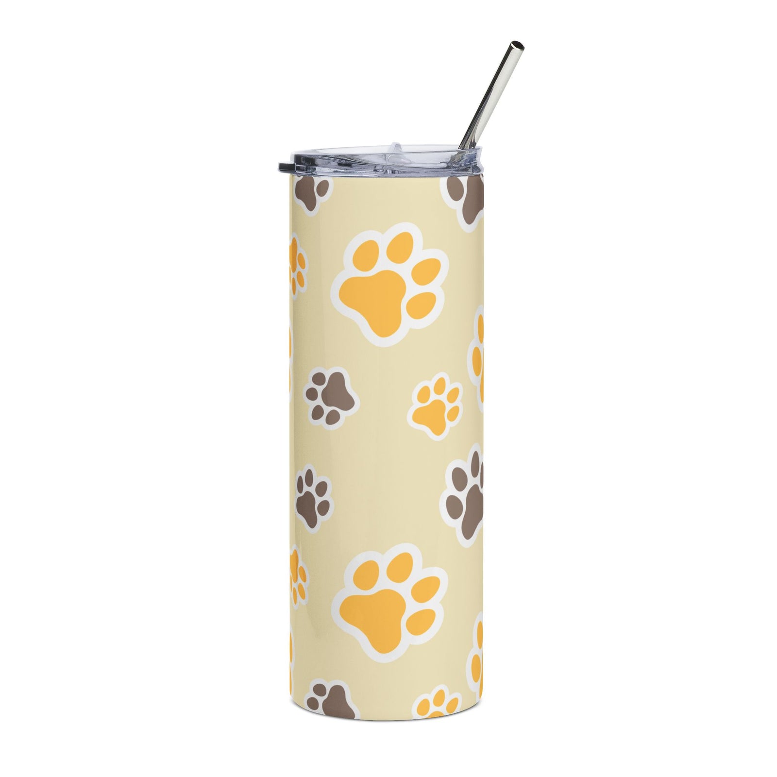 Paw Print Gold & Brown 20oz Stainless Tumbler Insulated Travel Cup - Sydney So Sweet