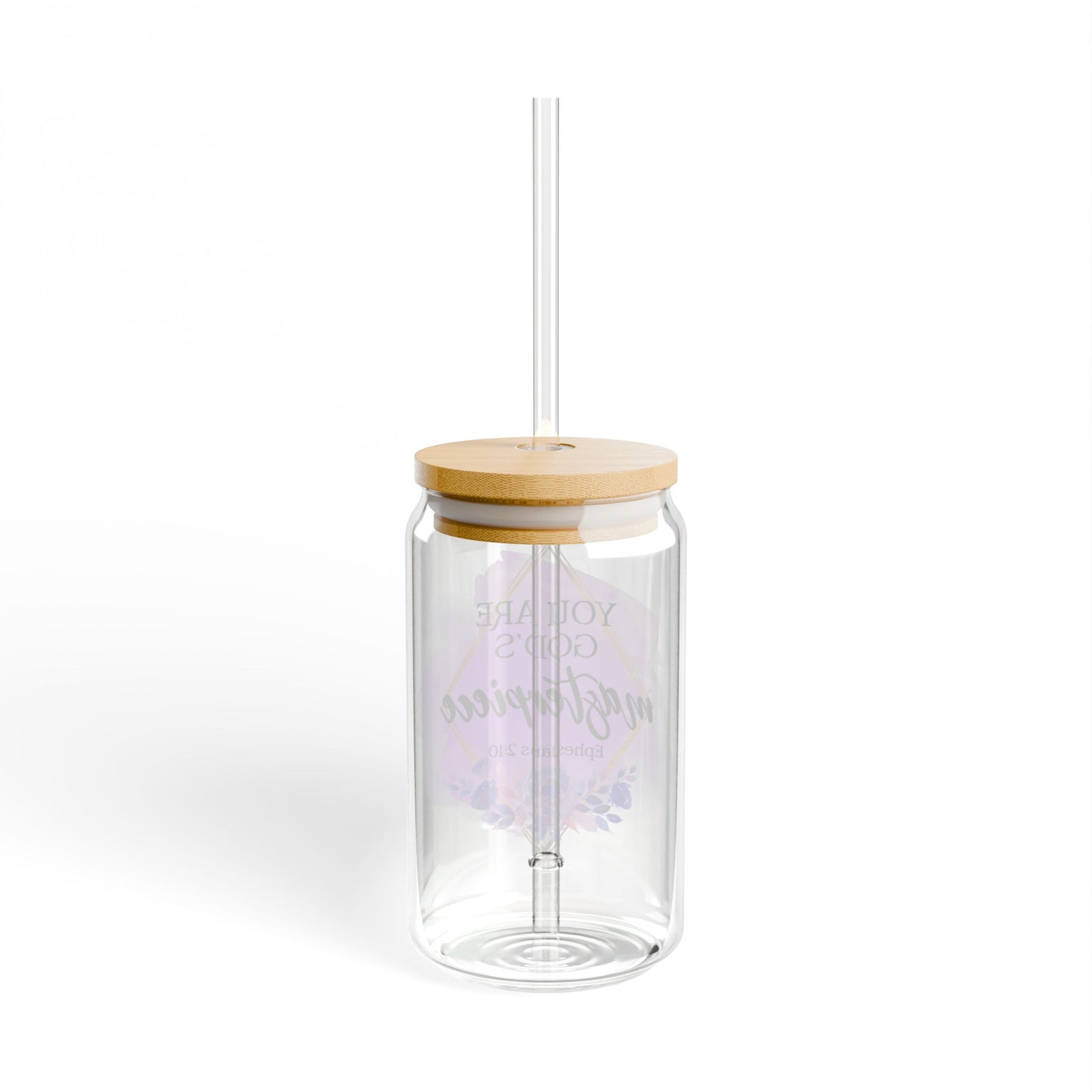 You Are God’s Masterpiece Ephesians 2:10 Christian Tumbler Sipper Glass 16oz — Reusable Drink Jar with Lid & Straw