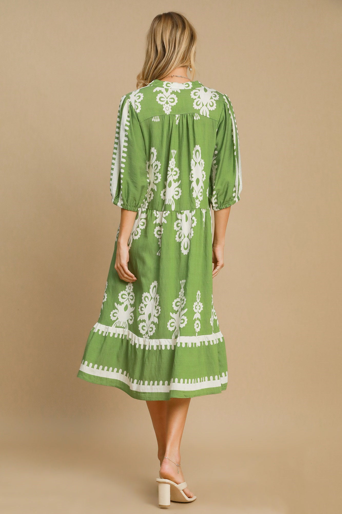 Umgee Printed Notched Midi Dress - Sydney So Sweet