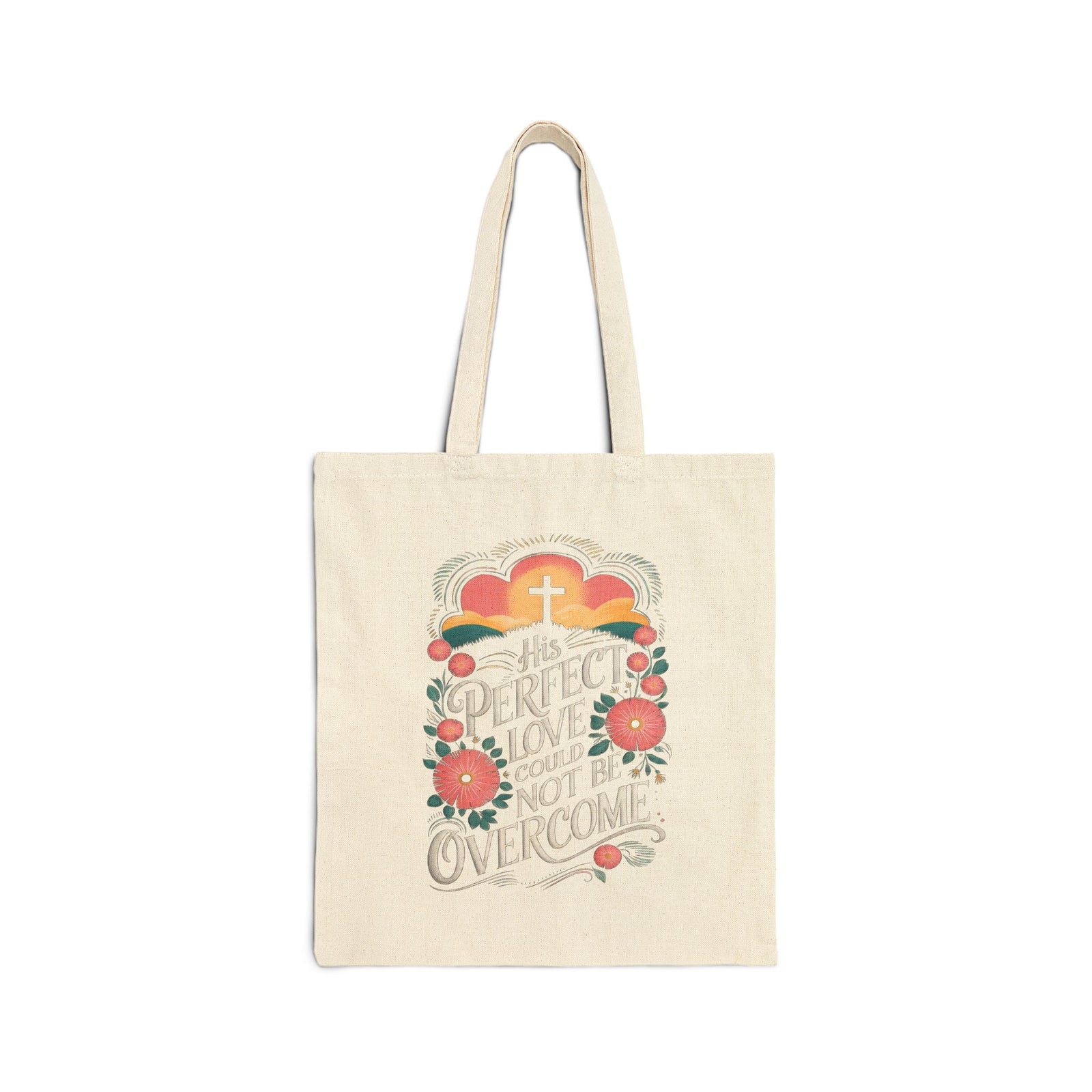 His Perfect Love Could Not be Overcome Christian Cotton Canvas Tote Bag