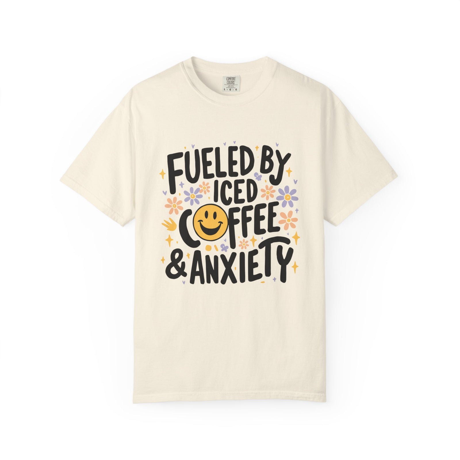 Iced Coffee & Anxiety T-Shirt Fueled By Iced Coffee Graphic Tee
