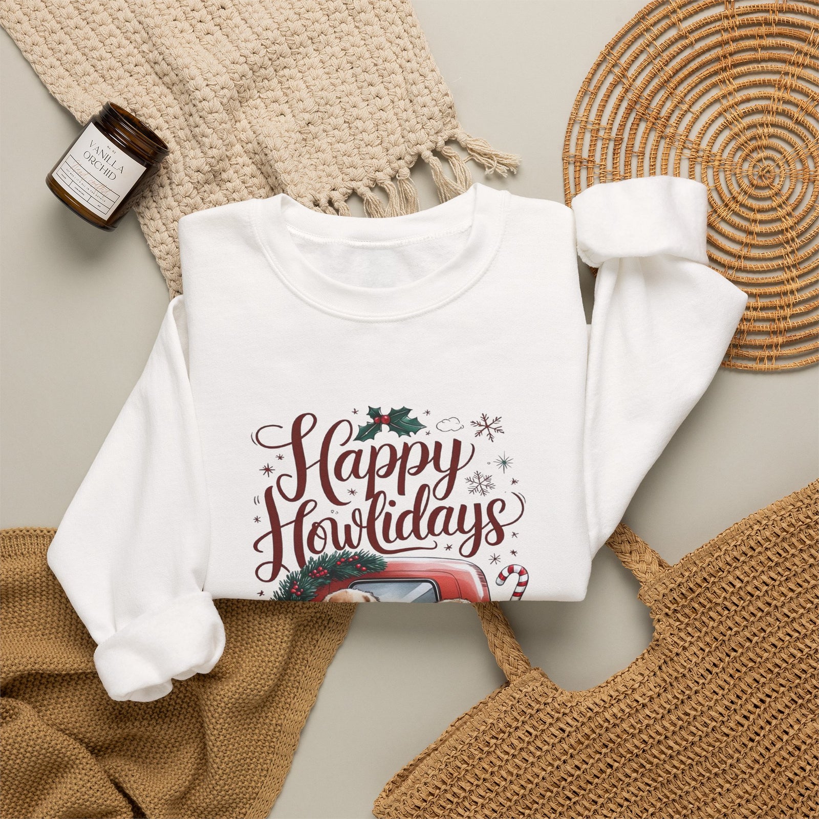 Happy Howlidays Puppy Crewneck Unisex Sweatshirt