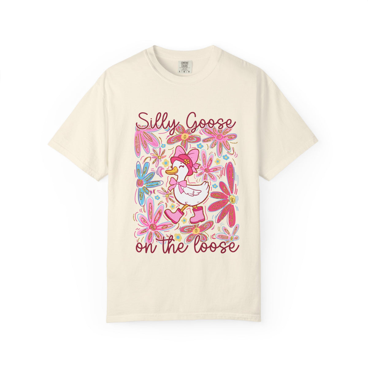 Silly Goose on the Loose Graphic T-Shirt Cute Floral Tee